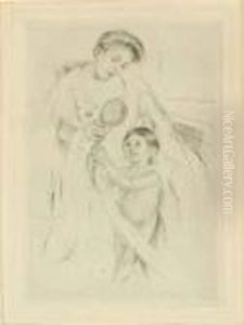 Looking Into The Hand Mirror (no. 3) (b. 202+) by Mary Cassatt