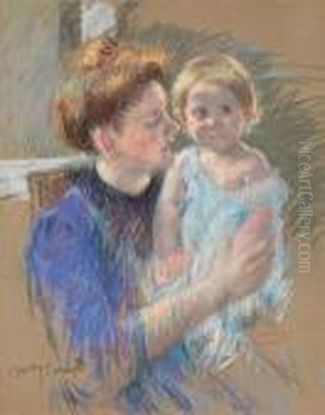 Mother In Purple Holding Her Child - view 1