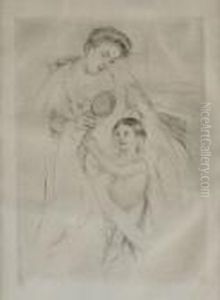 Looking Into The Hand Mirror by Mary Cassatt