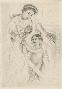 Looking Into The Hand-mirror (no. 3) by Mary Cassatt