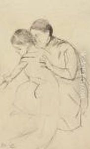 Baby With Left Hand Touching A Tub, Held By Her Nurse by Mary Cassatt