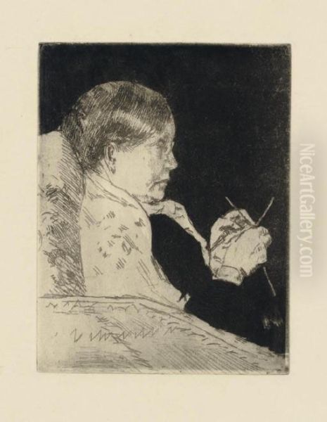 Mrs. Cassatt Knitting, Profile View (b. 75) - view 1