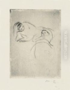 Baby And Nurse Reclining (b. 91) by Mary Cassatt