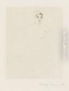 The Head And Shoulders Of A Model (b. 98) by Mary Cassatt