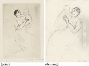 Mother Marie Holding Up Her 
Baby: Only State And Preparatory Drawing (b. 141; Not In B. Cr)