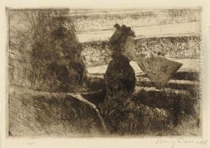 Lady In Black, In A Loge, Facing Right (b. 24) by Mary Cassatt