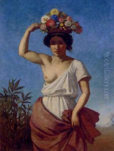 A Pompeiian Beauty Carrying Fruit by August Jernberg