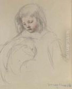 Sketch For "sara...feeding Her Dog" (no. 2) by Mary Cassatt