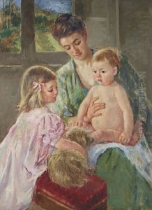 Children Playing With A Dog by Mary Cassatt