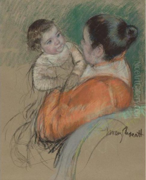 Mother Louise Holding Up Her Blue-eyed Child - view 1
