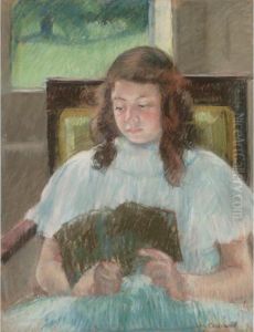 Francoise In A Square-backed Chair Reading by Mary Cassatt