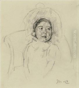 Margot In A Ruffled Bonnet (no. 4) by Mary Cassatt