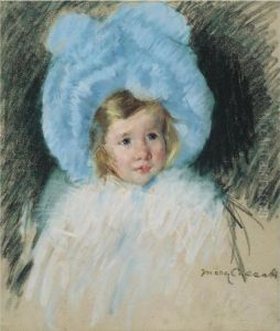 Simone In Blue Plumed Hat by Mary Cassatt