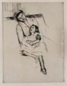 Reine And Margot Seated On A Sofa (no. 2) (breeskin 177) by Mary Cassatt