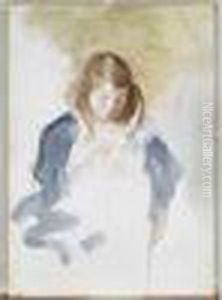 Francoise En Bleu Cousant by Mary Cassatt