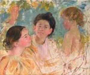 Two Young Girls With A Child by Mary Cassatt