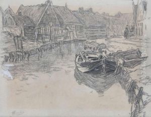 Stadsgezicht Met Bootjes by Hendrick, Henri Cassiers