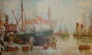 Le Port De Peche D'ostende by Hendrick, Henri Cassiers