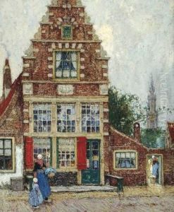 Ruelle Animee A Veere by Hendrick, Henri Cassiers