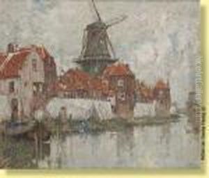 Lavandiere Sous Le Moulin by Hendrick, Henri Cassiers
