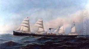 The Steam and Sail Ship Lydian Monarch by Antonio Nicolo Gasparo Jacobsen