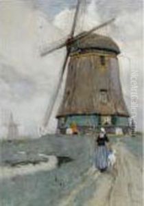 A Windmill Near Volendam by Hendrick, Henri Cassiers