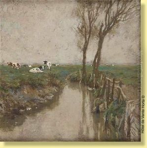 Vaches Au Bord Du Ruisseau by Hendrick, Henri Cassiers