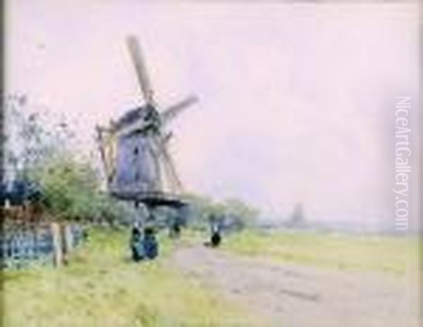 Paysage Anime Avec Moulin A Vent - view 1