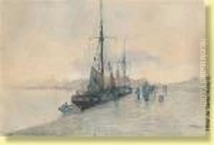 Quai De Roscoff Anime En 1884 by Hendrick, Henri Cassiers