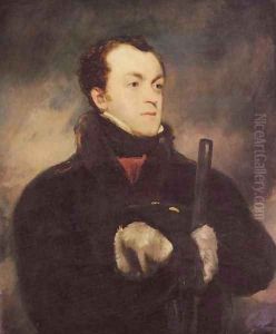 Portrait of Captain Lyon, RN (1795-1832), half length, in a fur-trimmed coat, holding a gun by John Jackson
