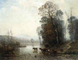 Landscape with Cows by Louis-Aime Japy