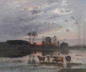 Sunset Landscape by Louis-Aime Japy