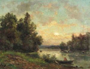 River landscape by Louis-Aime Japy