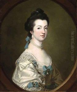 Portrait of the Hon. Elizabeth Booth (1743-1765), half length, in a white dress decorated with bows and pearls, within a feigned stone oval