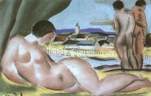 View of Nagybanya with Nudes 1935 by David Jandi