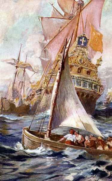 An Attack on a Spanish Galleon - view 1