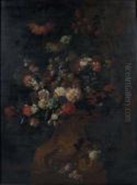 Bouquet De Fl Eurs Dans Un Vase De Bronze - view 1