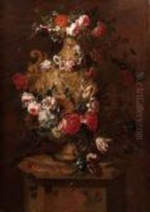 Vaso Istoriato Con Fiori Su Basamento by Pieter Casteels
