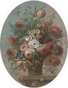 Roses, Tulips And Other Flowers In A Basket