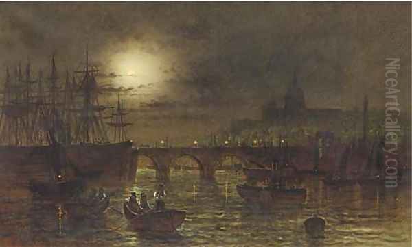 St. Paul's from the Thames by moonlight - view 1