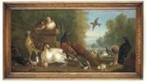 Pheasants, Poultry And Other Birds In A Formal Park by Pieter Casteels