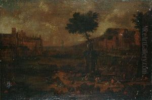 A Harbour Town With Elegant Figures