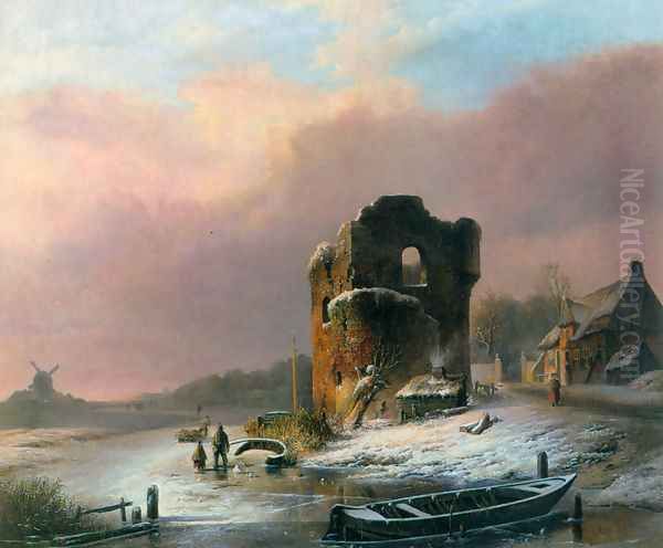 Winter Landscape with Frozen River - view 1