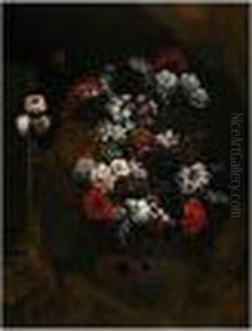 A Still Life Of Flowers In A Gilt Urn, Resting Upon A Stone Ledge by Pieter Casteels