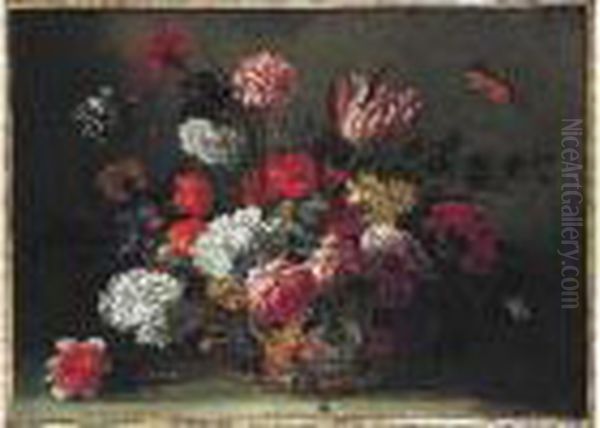 Bouquet De Fleurs Dans Une Corbeille D'osier - view 1