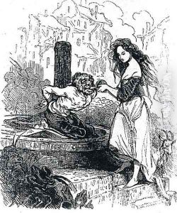 Esmeralda giving Quasimodo a drink