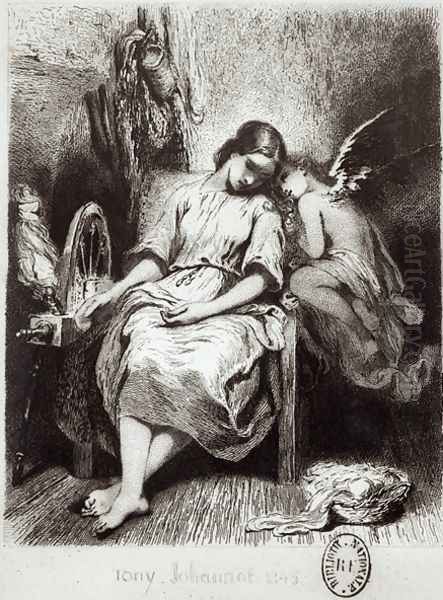 A Young Woman Dozing with an Angel - view 1