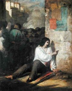 The Barricade in 1848 or The Injured Insurgent by Tony Johannot