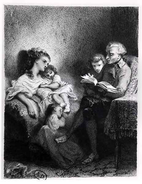 Alphonse de Lamartine 1792-1869 Reading to his Family - view 1