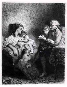 Alphonse de Lamartine 1792-1869 Reading to his Family by Tony Johannot